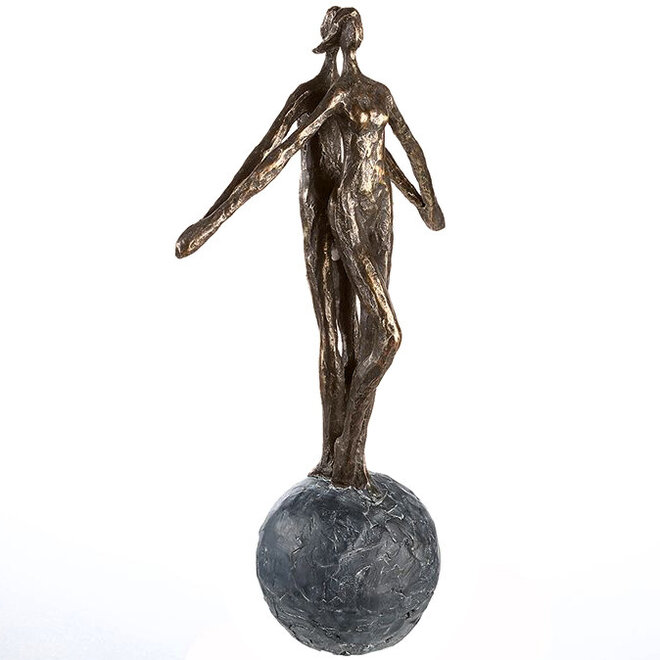 Figuur 'Encourage', polyresin, antique bronze finish, H37cm