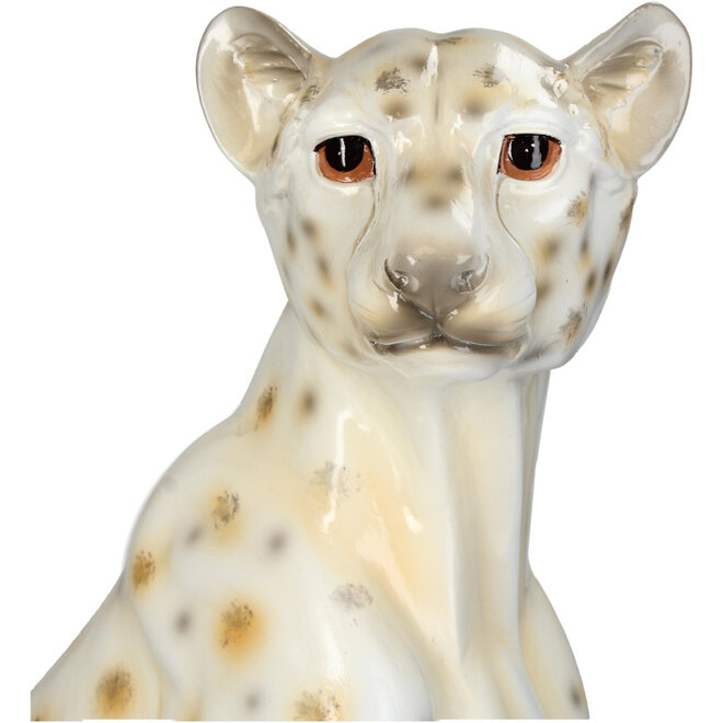 Decoratief Beeld Luipaard, polyresin, wit, H46cm