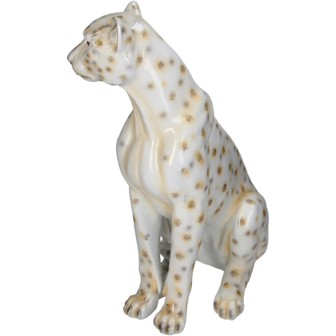 Decoratief Beeld Luipaard, polyresin, wit, H46cm