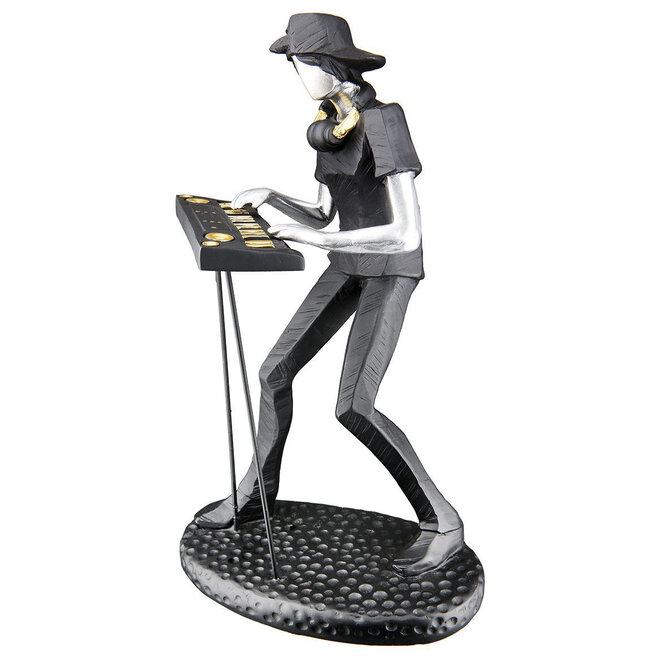 Beelden set 'Rockband', polyresin 3-delig, zwart goud zilver, H23cm