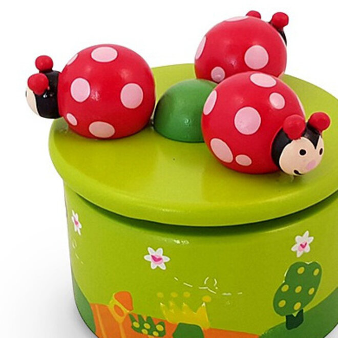 Houten speeldoos 3 Lieveheersbeestjes