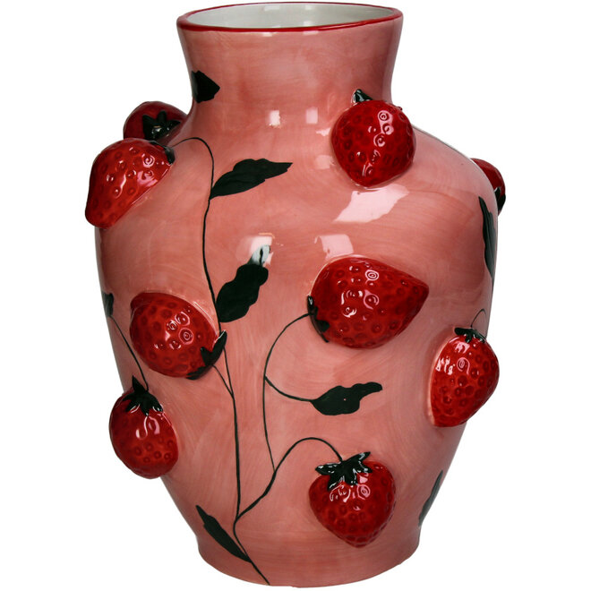Vaas 3D Aardbeiden Roze, H30cm