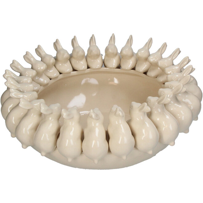 Schaal Crèmewit Konijnen, Ø37cm