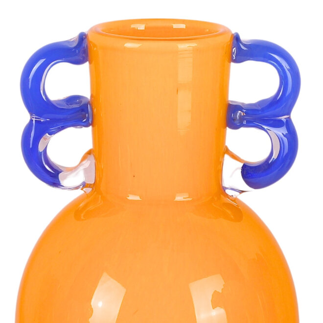 Decoratieve Glazen Vaas Oranje Blauw, H30cm