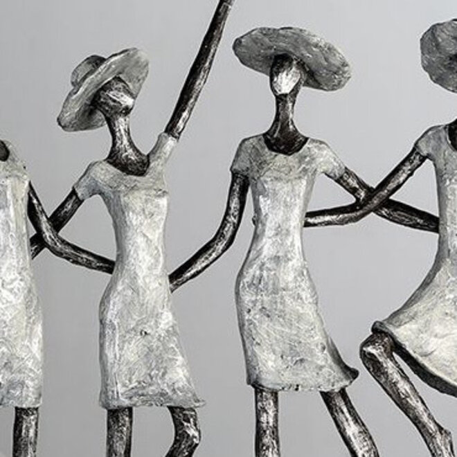 Figuur '4 Ladies', polyresin, antique silver finish, H34cm