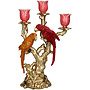 Decoratieve Kandelaar Papegaaien met Tulpen, polyresin, H38cm
