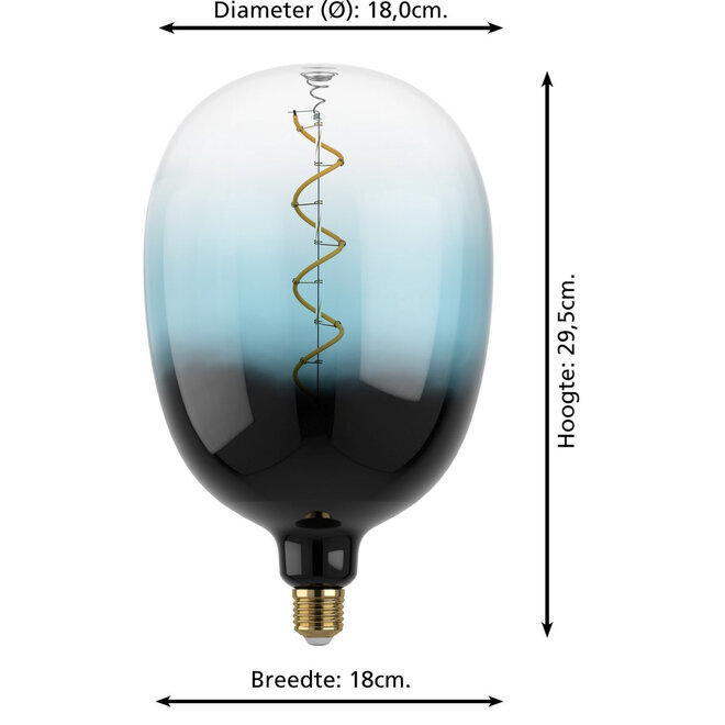 LED Filament lamp Blauw, E27  H29cm