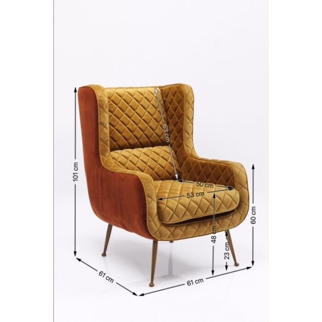 Fauteuil Nonna Bruin Geel