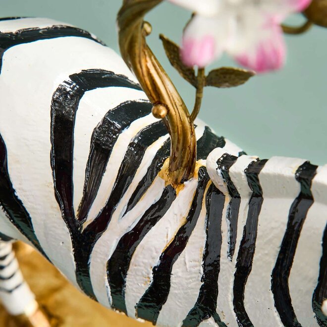 Decoratieve Kandelaar Zebra Papegaai, polyresin H46cm