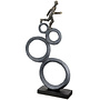 Figuur 'Running', polyresin, antique bronze finish, H47cm