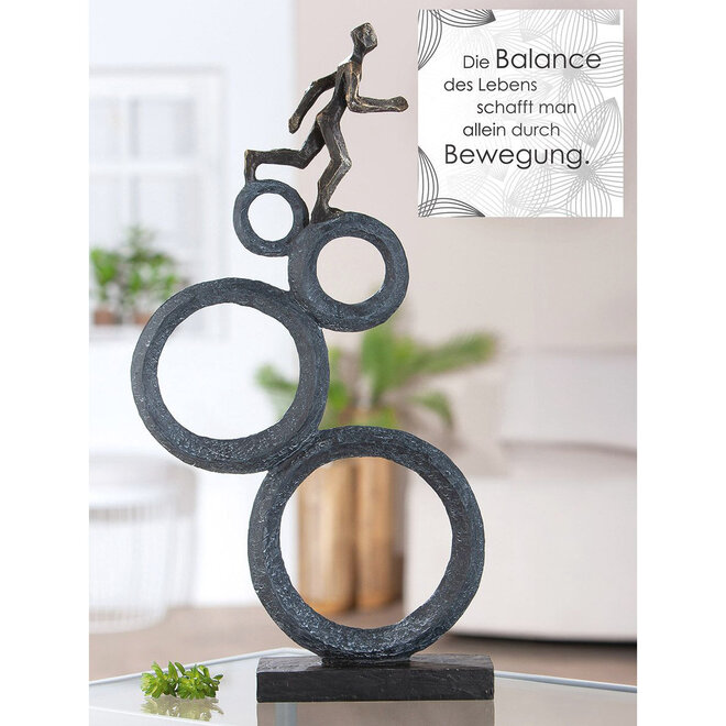 Figuur 'Running', polyresin, antique bronze finish, H47cm