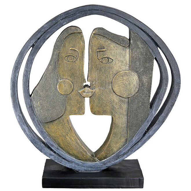Figuur 'Abstract', polyresin, antique bronze finish, H31cm