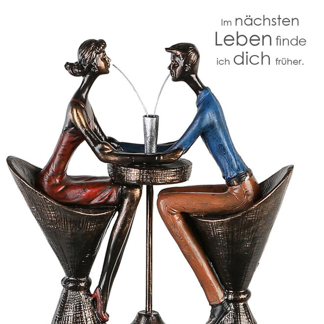 Figuur 'Table for Two', polyresin, antique bronze finish with color, H26cm