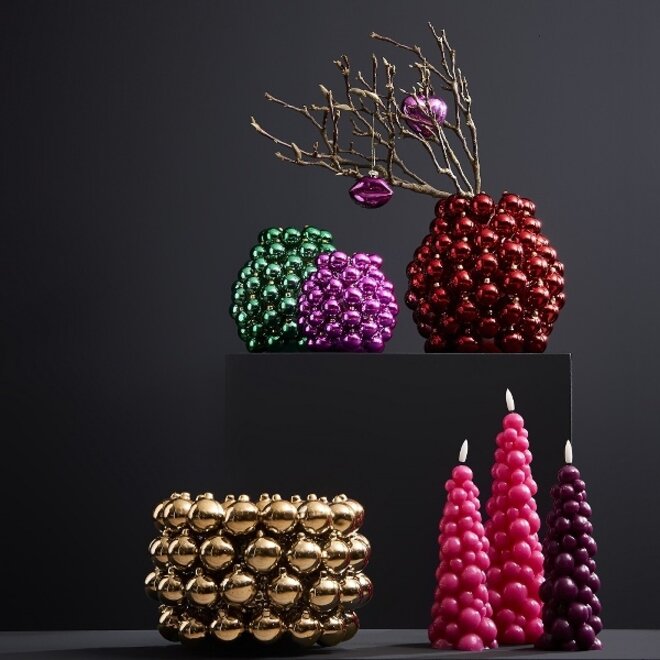 Vaas Kerstballen groen H28cm