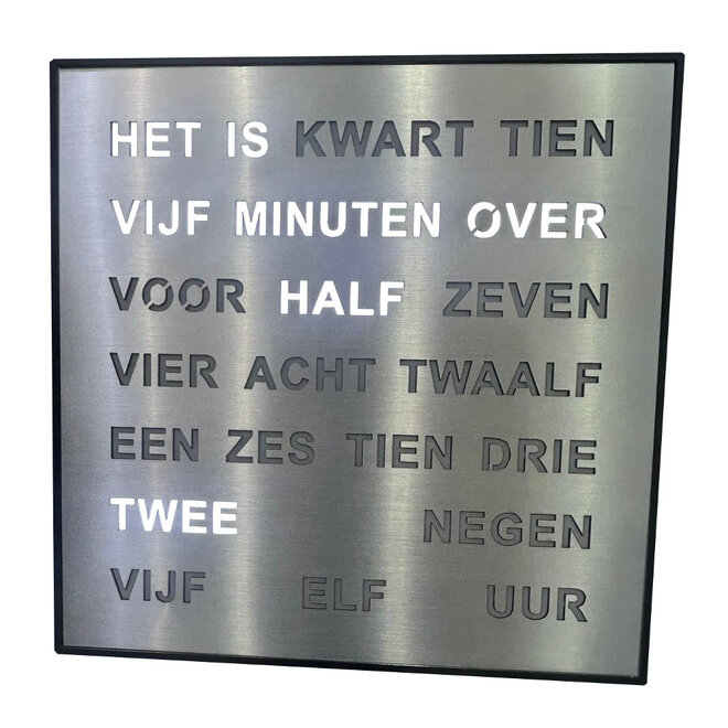 Woordklok Nederlands Zilver, 28x28cm