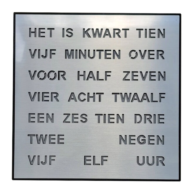 Woordklok Nederlands Zilver, 28x28cm