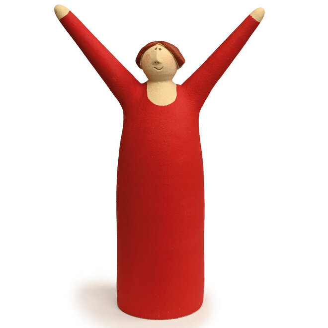 Vrolijke Vrouw, Freudenmädchen, rood Keramiek H27cm