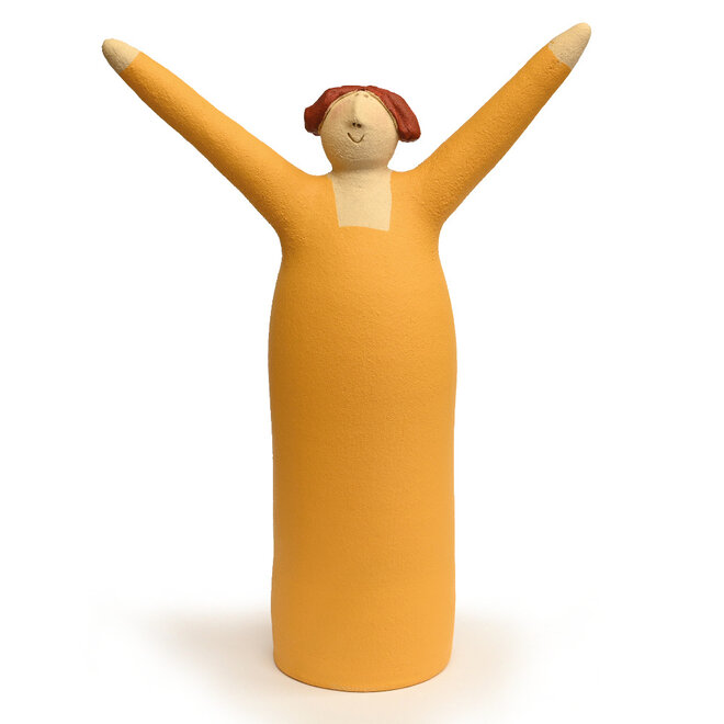 Vrolijke Vrouw, Freudenmädchen, geel Keramiek H27cm