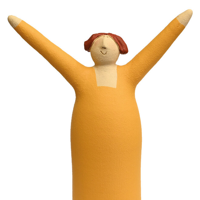 Vrolijke Vrouw, Freudenmädchen, Keramiek geel H27c