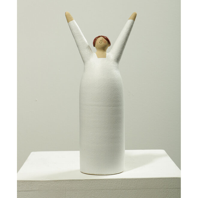 Vrolijke Vrouw, Freudenmädchen, Keramiek wit H27cm