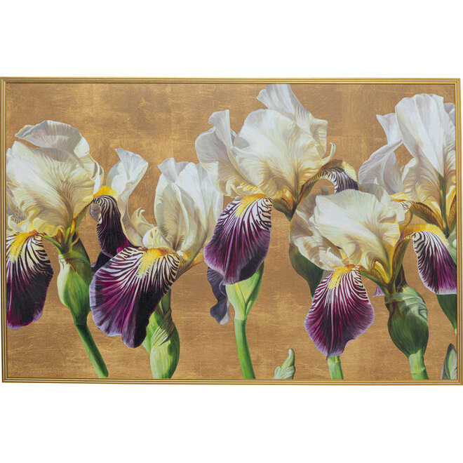 Schilderij Iris met gouden lijst 100x150