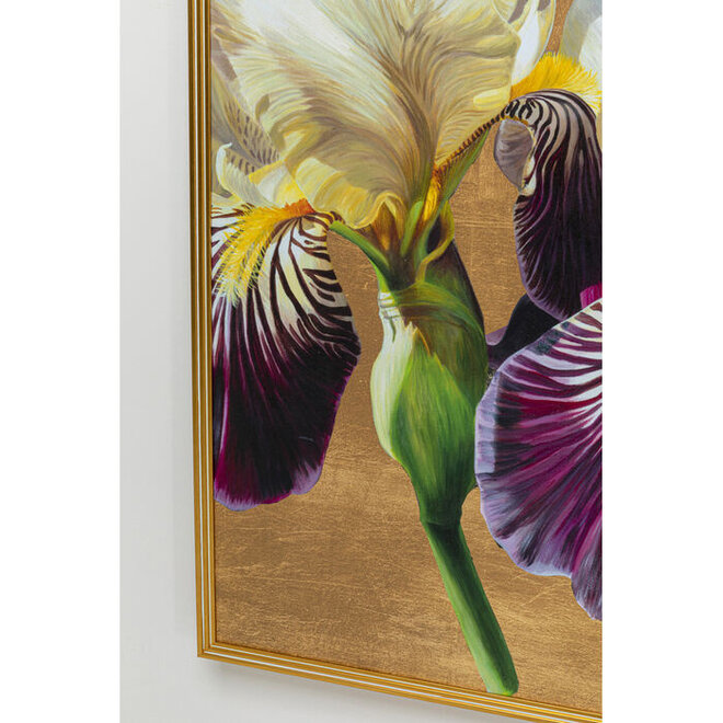 Schilderij Iris met gouden lijst 100x150