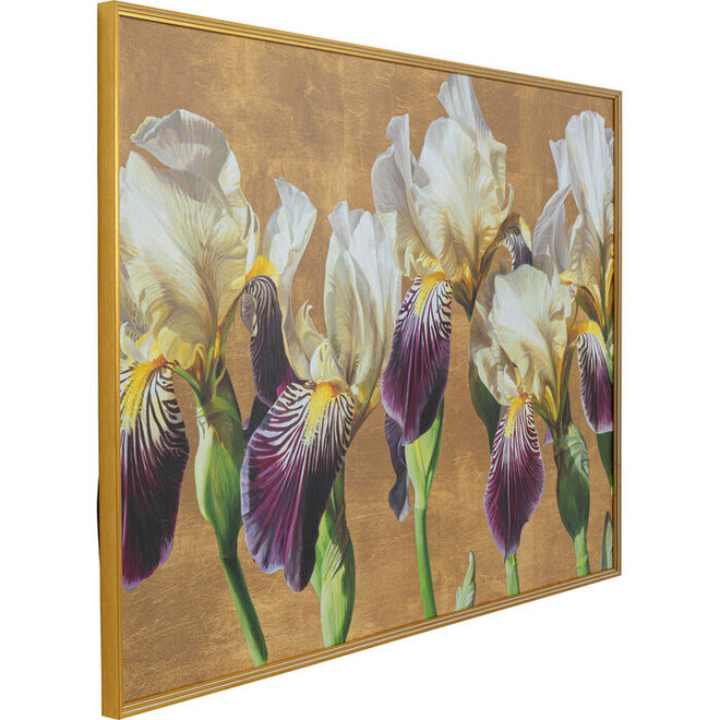Schilderij Iris met gouden lijst 100x150