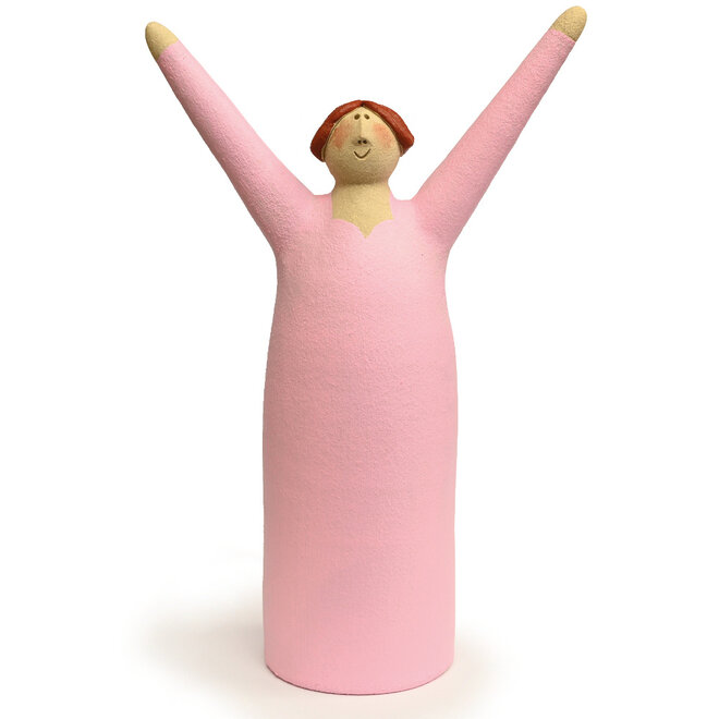 Vrolijke Vrouw, Freudenmädchen, roze Keramiek H27cm