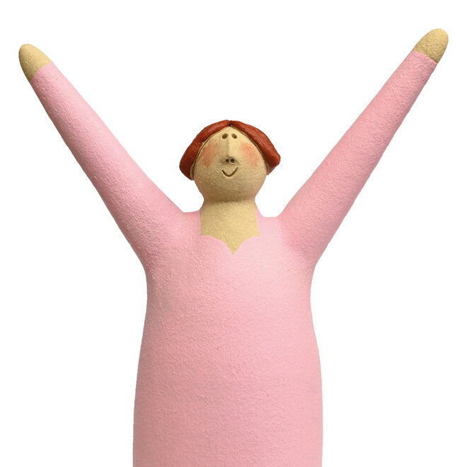 Vrolijke Vrouw, Freudenmädchen, Keramiek roze H27cm