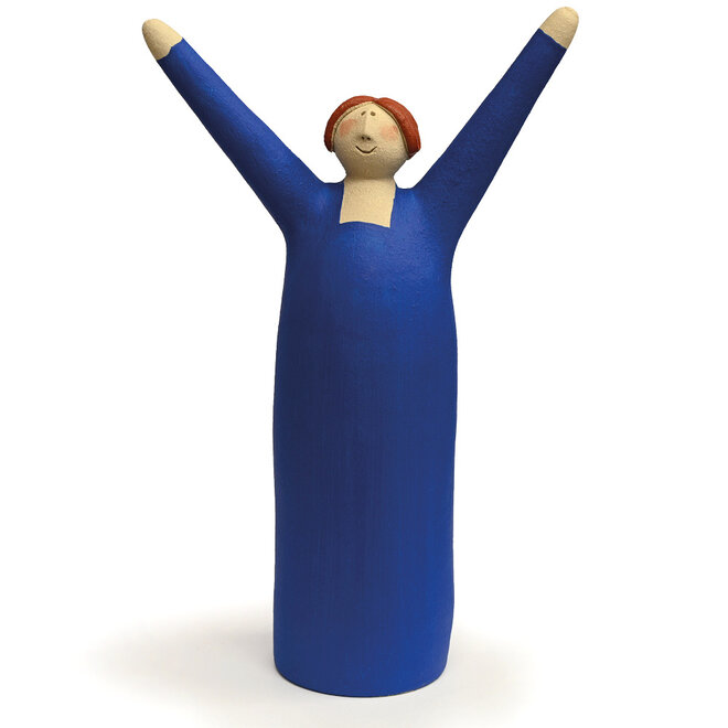 Vrolijke Vrouw, Freudenmädchen, Keramiek donkerblauw H27cm