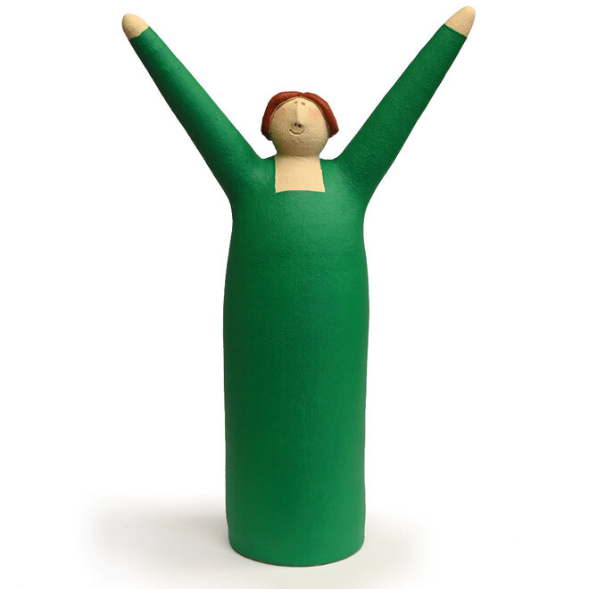 Vrolijke Vrouw, Freudenmädchen, middelgroen Keramiek H27cm