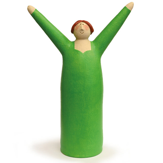 Vrolijke Vrouw, Freudenmädchen, groen Keramiek H27cm