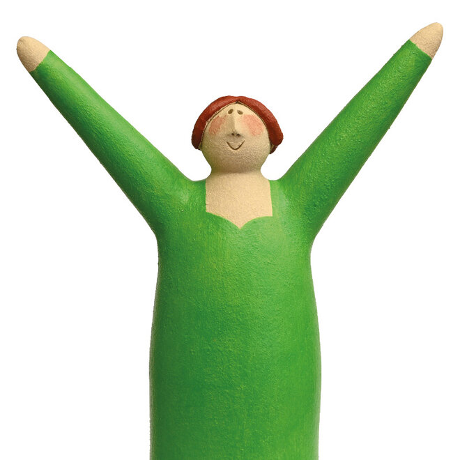 Vrolijke Vrouw, Freudenmädchen, Keramiek groen H27cm