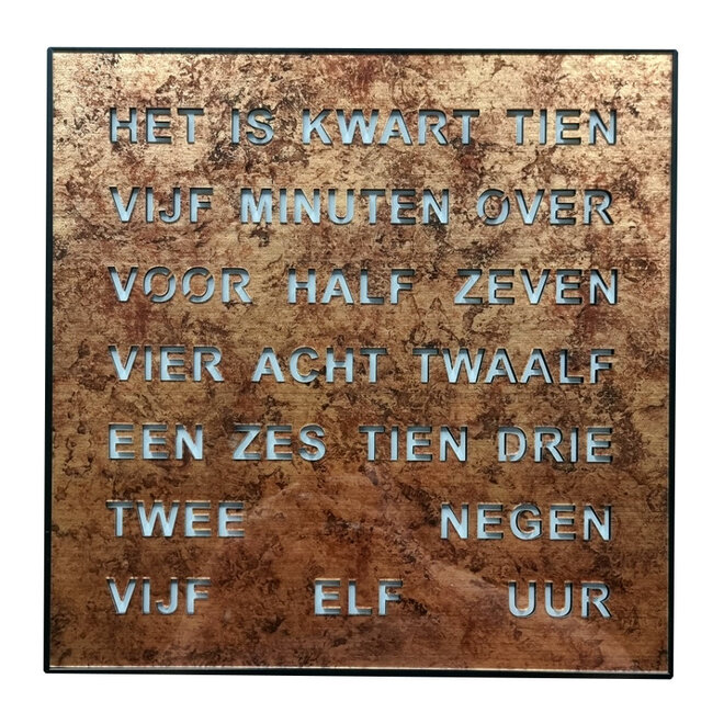Woordklok Nederlands Epoxy, 28x28cm