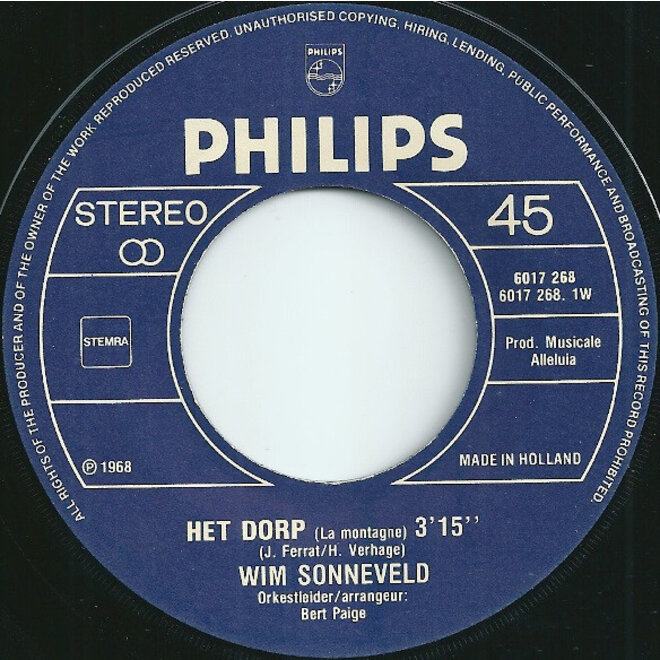 Muziekdoosje met melodie: Het Dorp (Wim Sonneveld)