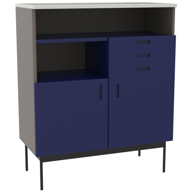 Studiekast Donker Blauw Grijs H109cm