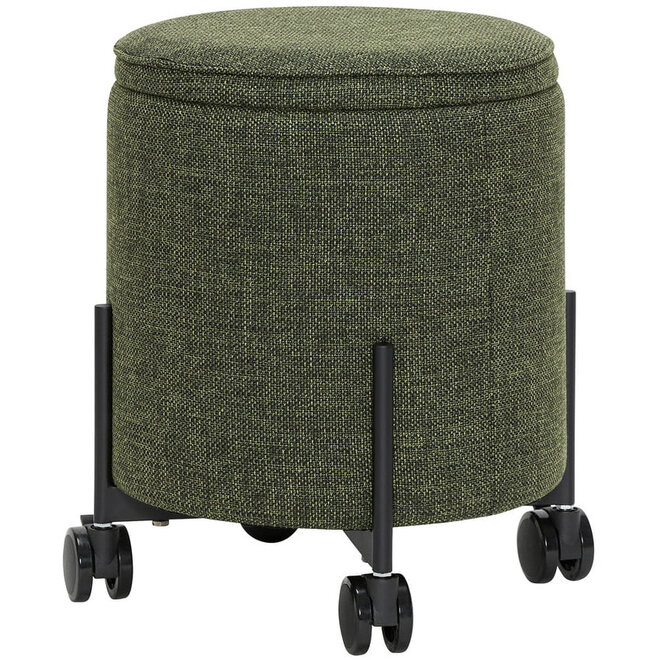 Opberg Hocker Op Wieltjes Groen H46cm