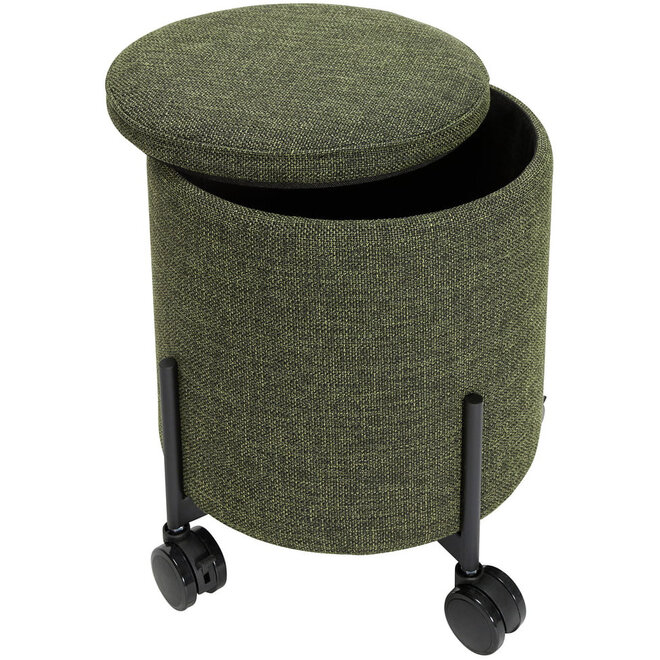 Opberg Hocker Op Wieltjes Groen H46cm