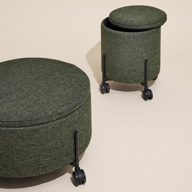 Opberg Hocker Op Wieltjes Groen H46cm