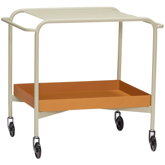 Metalen Push Trolley, Bruin Beige H62cm