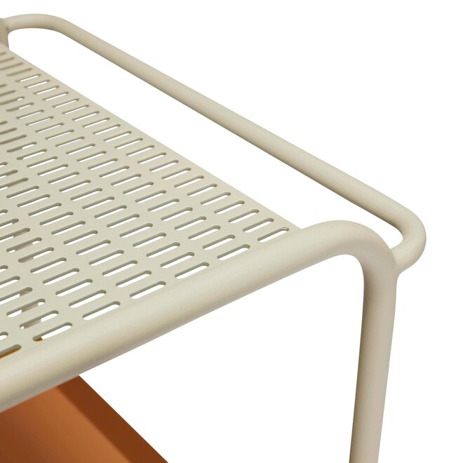 Metalen Push Trolley, Bruin Beige H62cm
