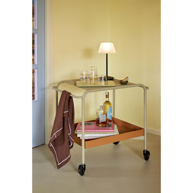 Metalen Push Trolley, Bruin Beige H62cm