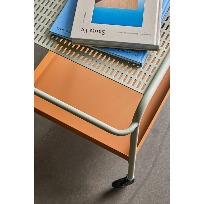 Metalen Push Trolley, Bruin Beige H62cm