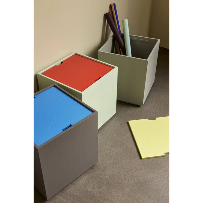 Bijzettafel en Opberg box Lichtgroen Rood H45cm