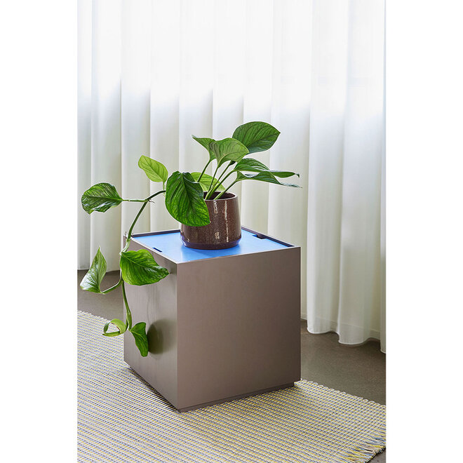 Bijzettafel en Opberg box Bruin Blauw H45cm