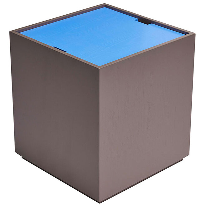 Bijzettafel en Opberg box Bruin Blauw H45cm