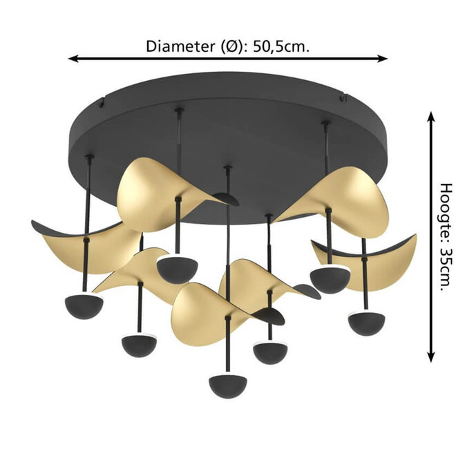 Plafonniere Wings of Light Zwart Goud Ø50cm