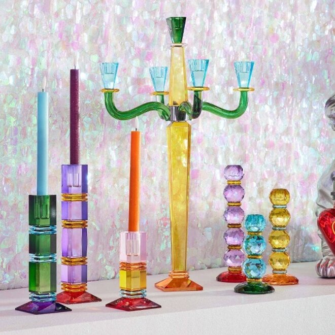 Glazen Kandelaar Fancy Crystal Vierkant H25cm