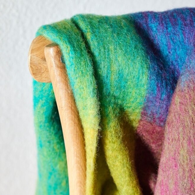 Plaid Mohair Kleurrijk Geruit met franjes 130x170