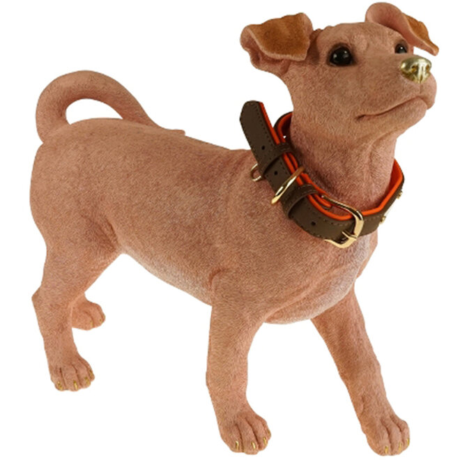Roze Hond Charlie met bruin oranje riem L45cm